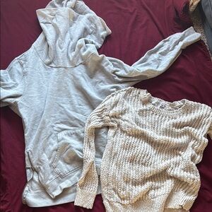 Cozy Gray and Cream Women's Maternity Sweater Set